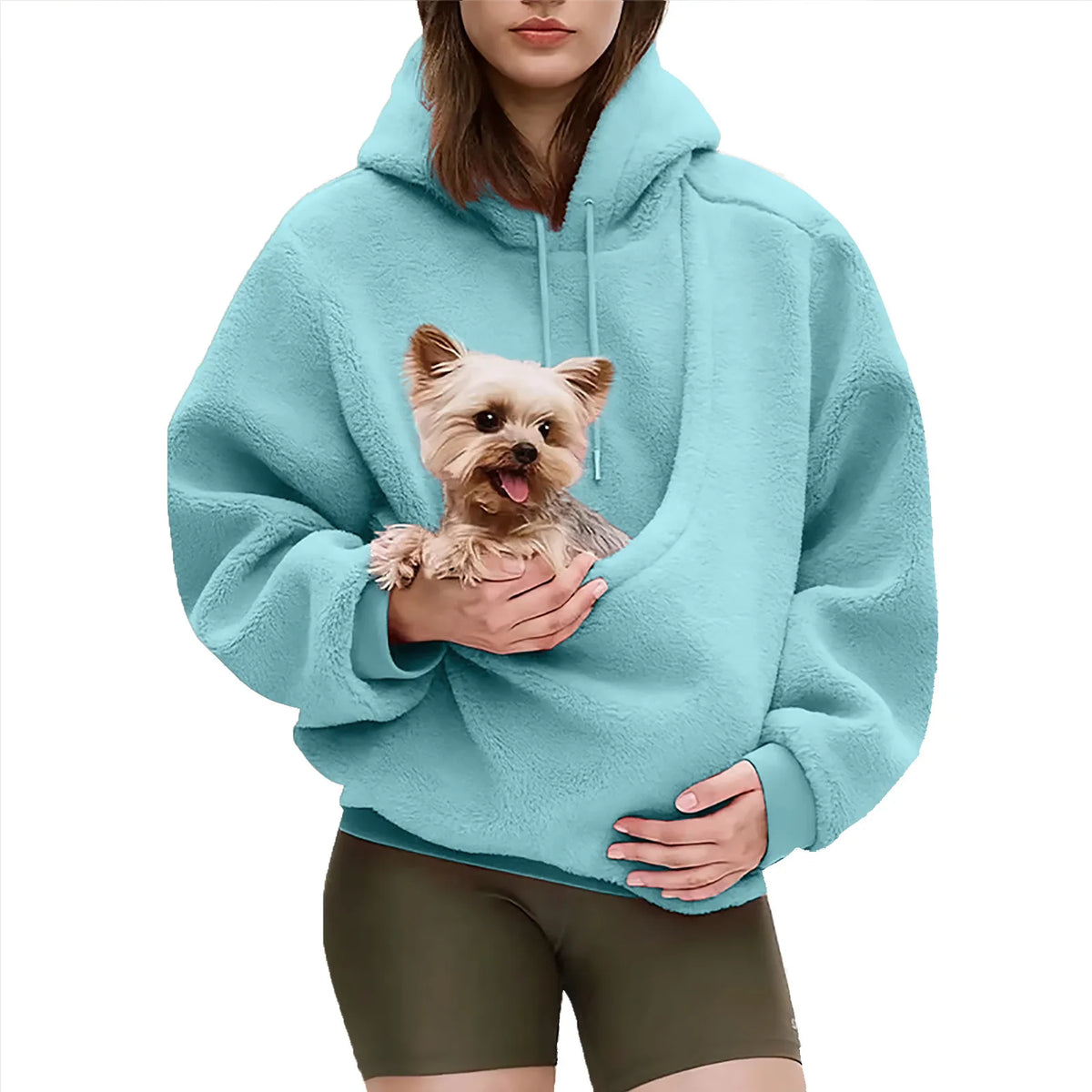 Amazon Bestseller Solid Color Kangaroo Hoodie Black Sweatshirt with Pet Pocket Cat Carrier Comfortable Unisex Hooded Sweatshirt