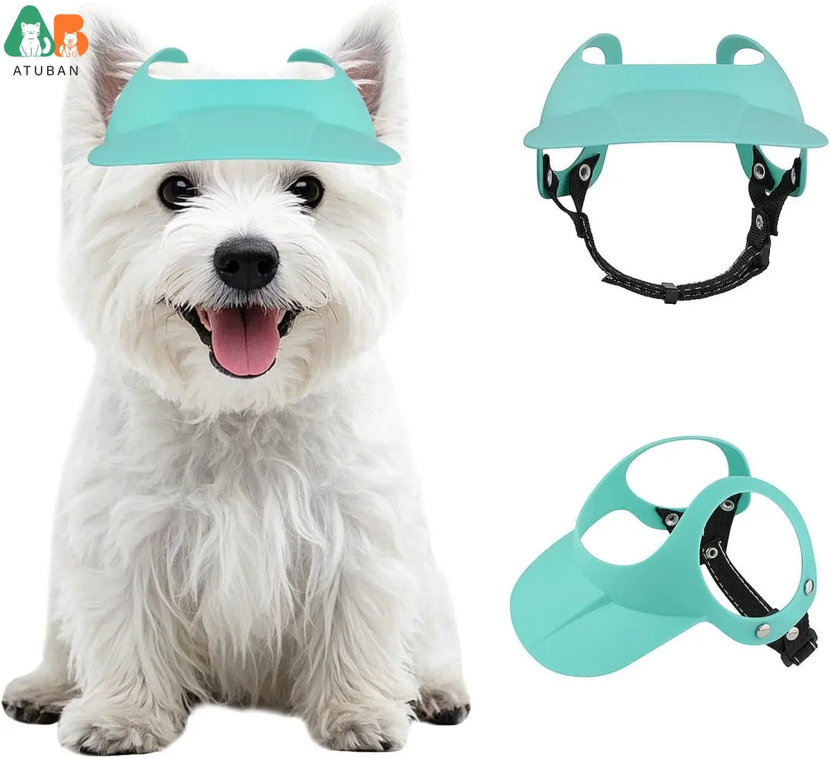 ATUBAN Dog Visor Motorcycle Sun Hat Ear Holes Adjustable for Small/Medium Dogs 16.5-27.5lb,Stylish Doggy Visor,Easy Wear
