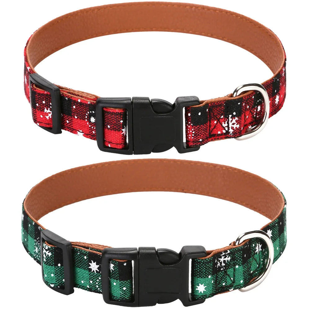 Christmas Pet Dog Collar Printed Plaid Christmas Bow Tie For Small Medium Dogs Cats New Year Cute Xmas Decor Props Pet Accesssor