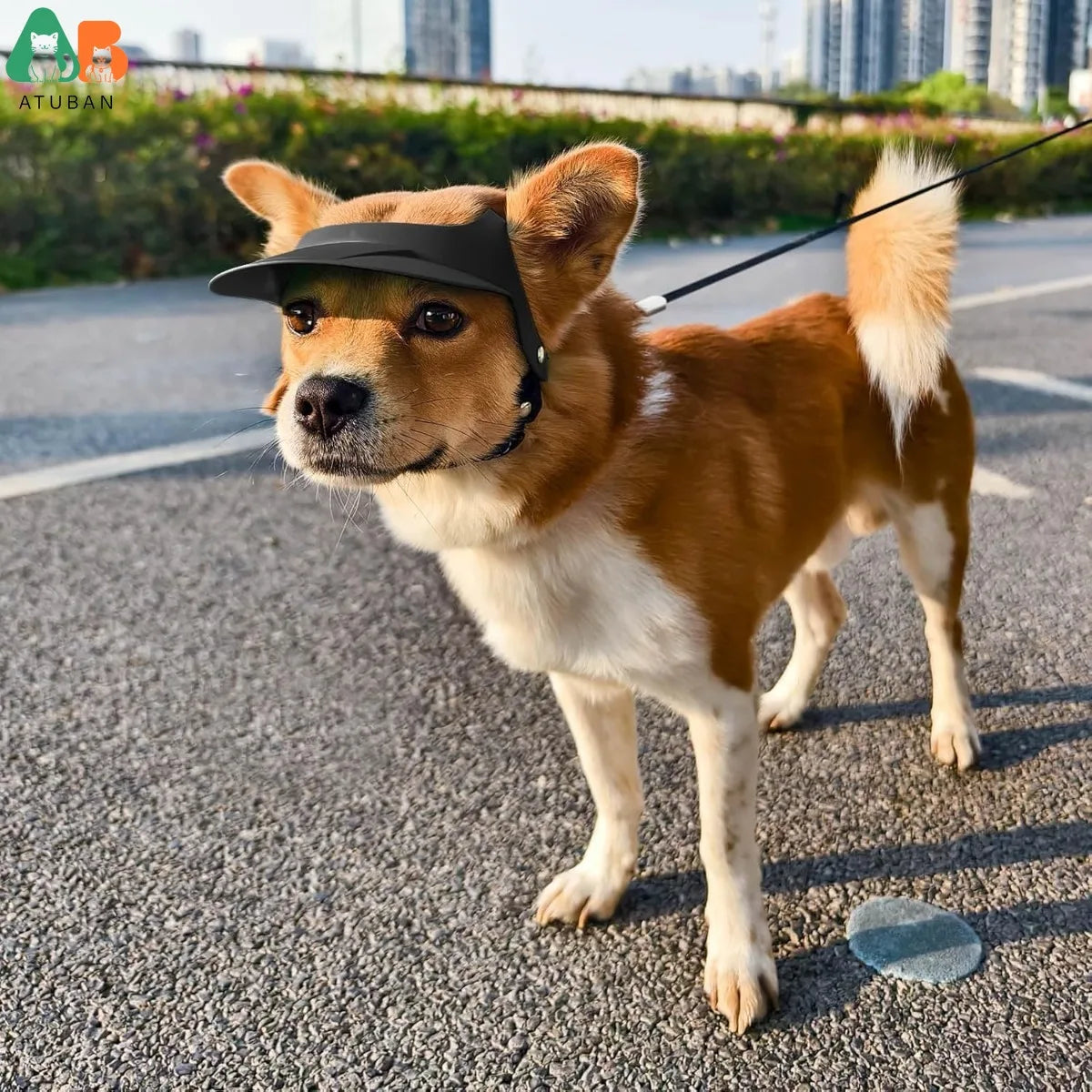 ATUBAN Dog Visor Motorcycle Sun Hat Ear Holes Adjustable for Small/Medium Dogs 16.5-27.5lb,Stylish Doggy Visor,Easy Wear