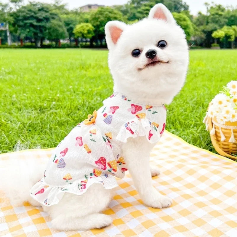 Princess Style Dog Dresses Summer Strawberry Dress for Dog Pet Puppy Clothes Cute Print Cat Wedding Skirt Chihuahua Dog Clothes
