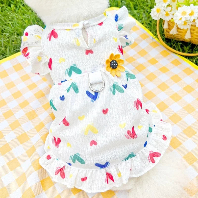 Princess Style Dog Dresses Summer Strawberry Dress for Dog Pet Puppy Clothes Cute Print Cat Wedding Skirt Chihuahua Dog Clothes