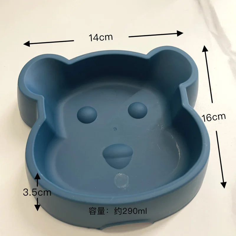 Thickened Cat Bowl, Bear-shaped Slow Food Bowl, Anti-choking, Anti-slip and Anti-tipping, Small Cat and Dog Bowl, Pet Supplies