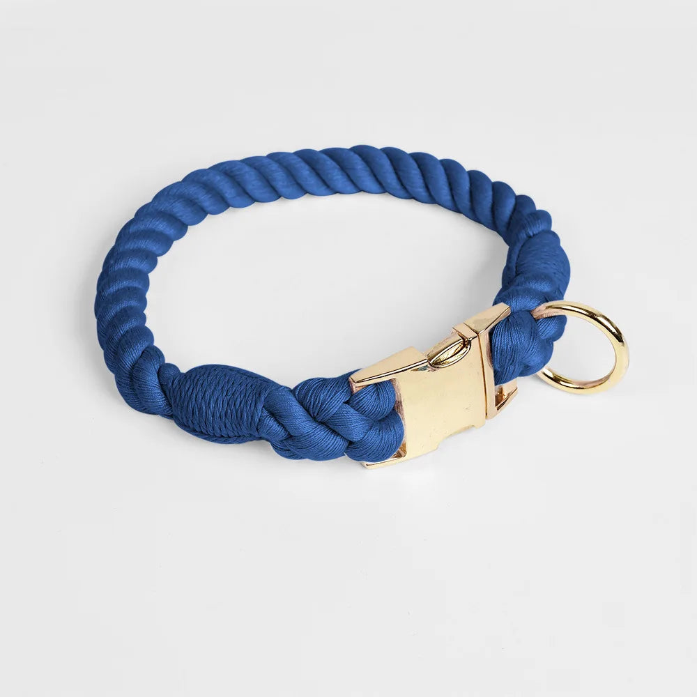 Loudik Wholesale Hand-woven Colored Cotton Rope Pet Collar Set Dog Leash Medium and Large Dog Pet Supplies Puppy Accessories