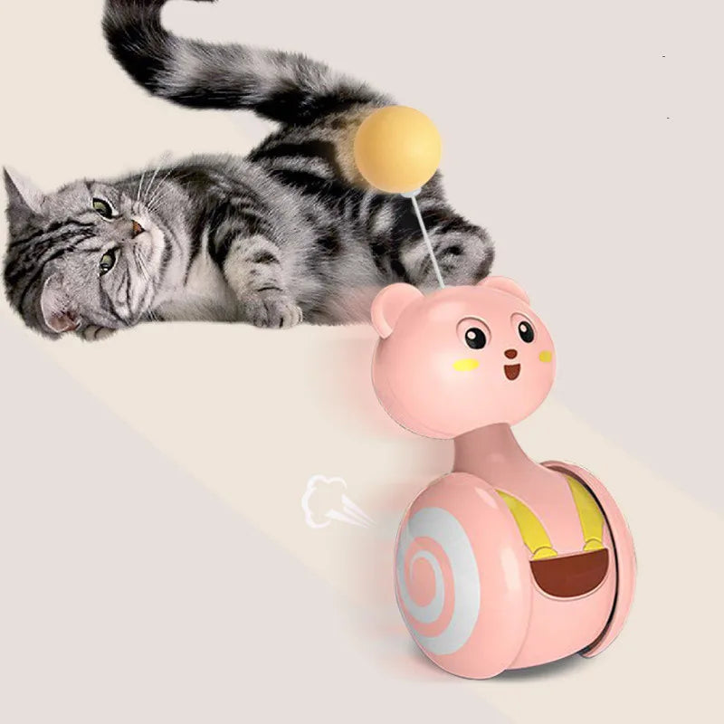New Cat Tumbler Swing Toys Interactive Feather Pet Bumbler Funny Toy Cat Rolling Teaser Balance Feather Wand Toys Rotating Ball