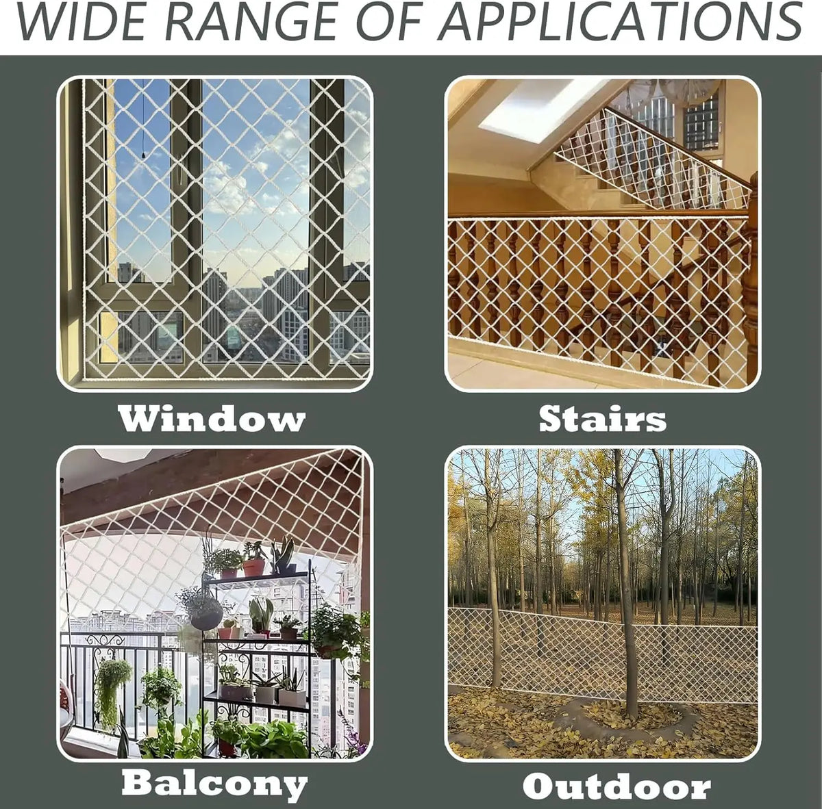 Cat Balcony Net-Steel Wire Reinforced Cat Safety Net, Anti-Fall Fence,Garden Net Anti Bird Netting, Extra Strong