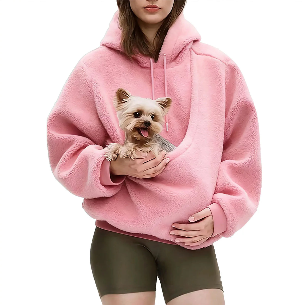 Amazon Bestseller Solid Color Kangaroo Hoodie Black Sweatshirt with Pet Pocket Cat Carrier Comfortable Unisex Hooded Sweatshirt