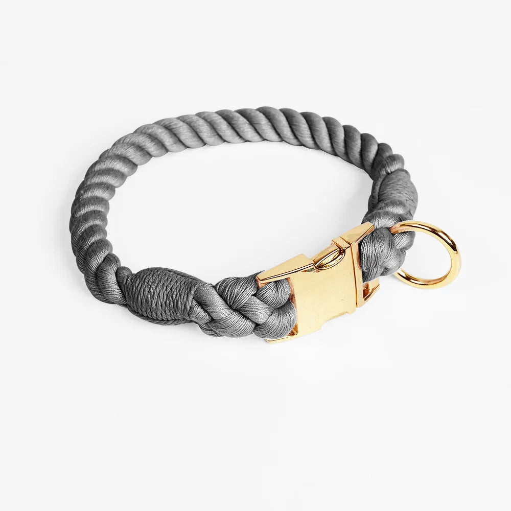 Loudik Wholesale Hand-woven Colored Cotton Rope Pet Collar Set Dog Leash Medium and Large Dog Pet Supplies Puppy Accessories