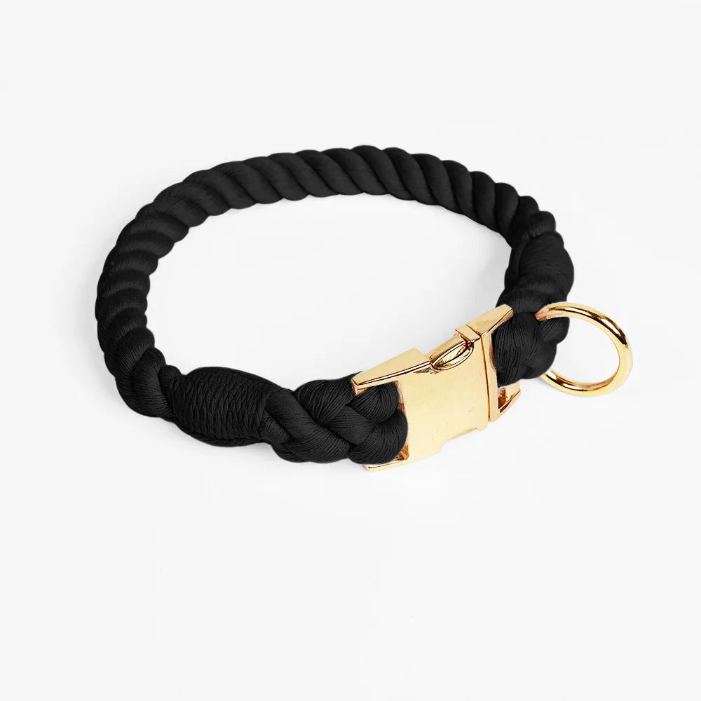 Loudik Wholesale Hand-woven Colored Cotton Rope Pet Collar Set Dog Leash Medium and Large Dog Pet Supplies Puppy Accessories