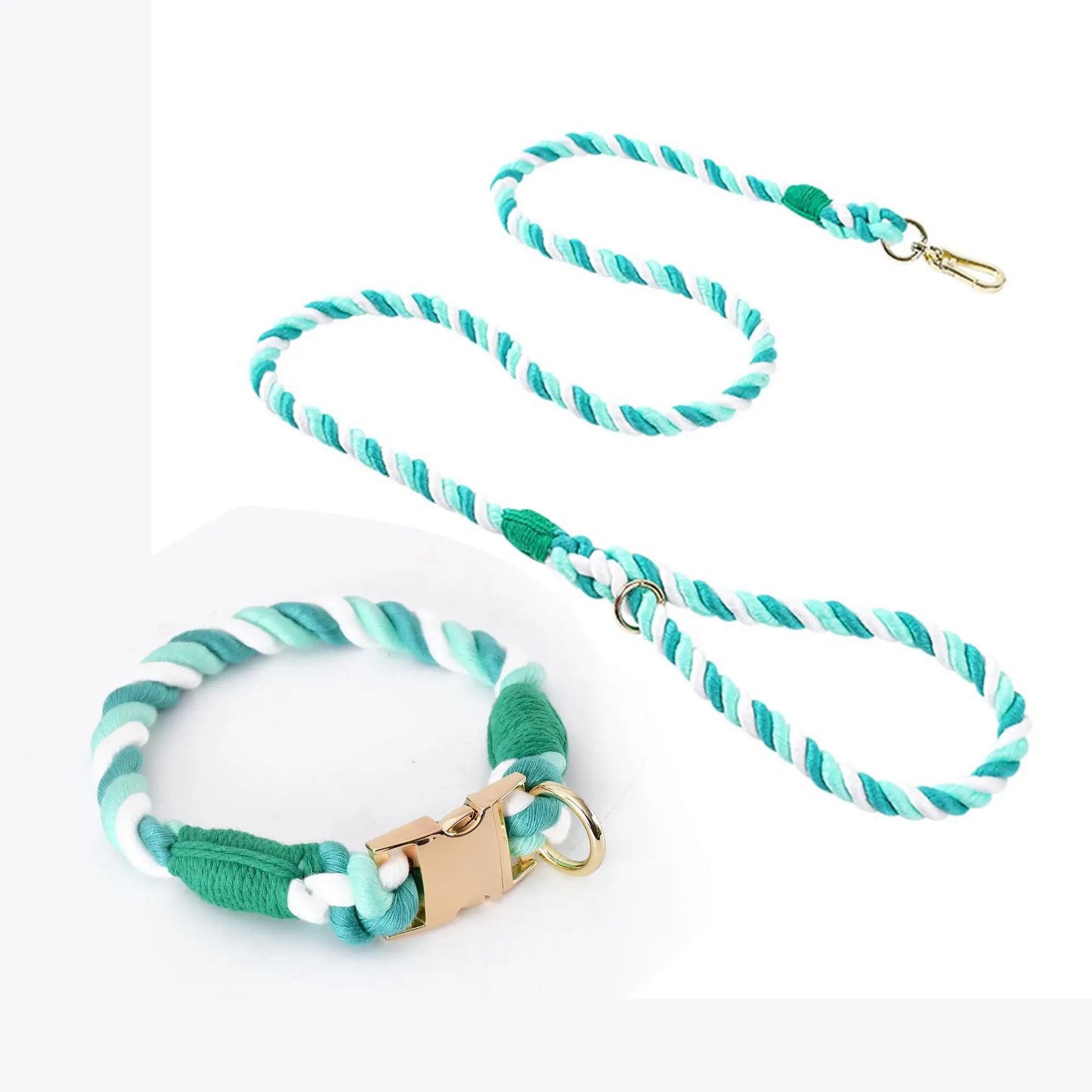 Loudik Wholesale Hand-woven Colored Cotton Rope Pet Collar Set Dog Leash Medium and Large Dog Pet Supplies Puppy Accessories