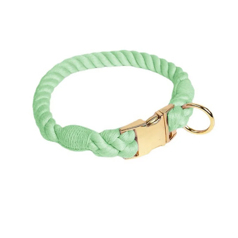 Loudik Wholesale Hand-woven Colored Cotton Rope Pet Collar Set Dog Leash Medium and Large Dog Pet Supplies Puppy Accessories