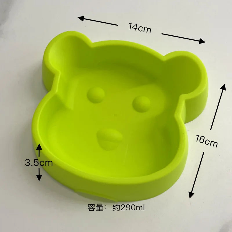 Thickened Cat Bowl, Bear-shaped Slow Food Bowl, Anti-choking, Anti-slip and Anti-tipping, Small Cat and Dog Bowl, Pet Supplies
