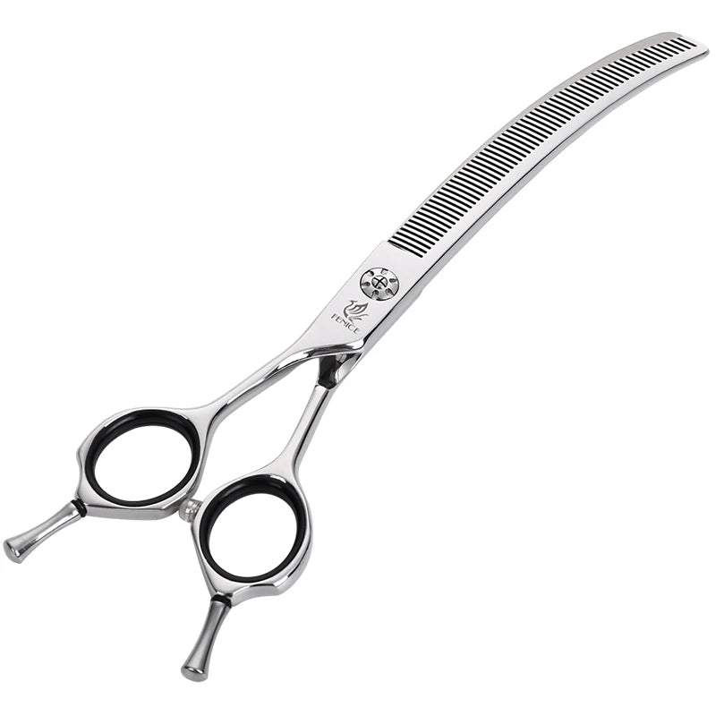 Fenice JP440C 7 Inch Left Hand Pet Dog Grooming Scissors Dog Scissors Curved Chunker & Thinning Scissors Shears for Pet Supplies