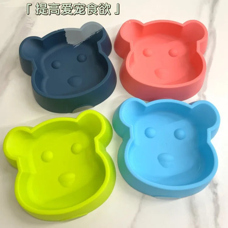 Thickened Cat Bowl, Bear-shaped Slow Food Bowl, Anti-choking, Anti-slip and Anti-tipping, Small Cat and Dog Bowl, Pet Supplies