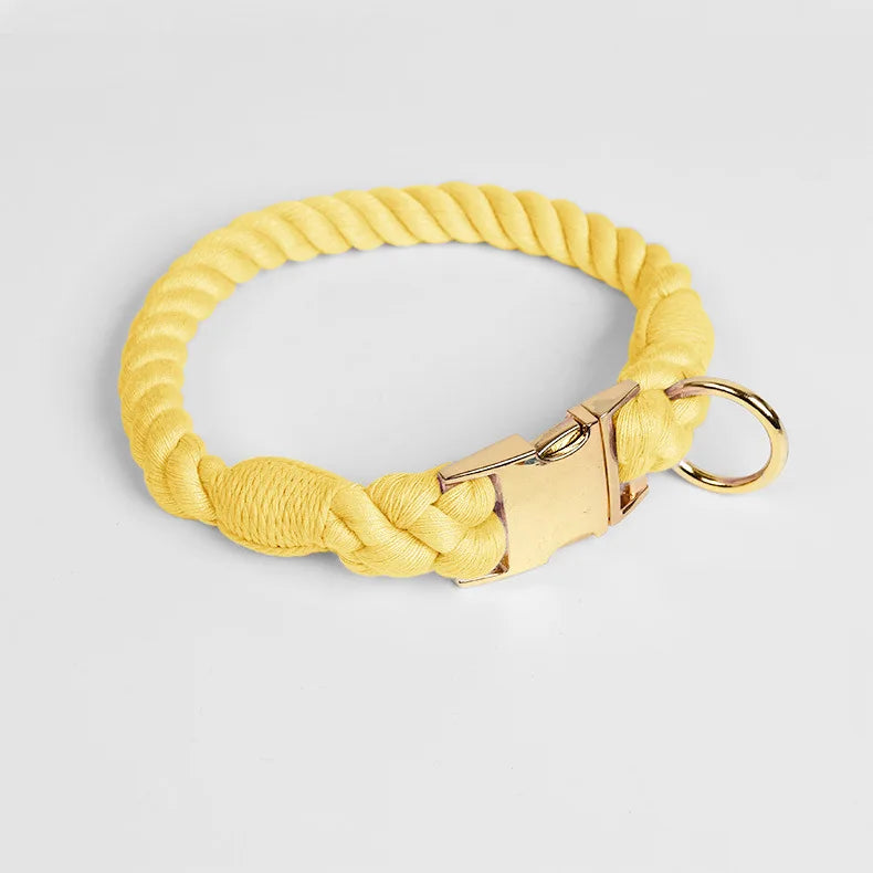 Loudik Wholesale Hand-woven Colored Cotton Rope Pet Collar Set Dog Leash Medium and Large Dog Pet Supplies Puppy Accessories