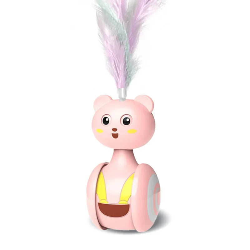 New Cat Tumbler Swing Toys Interactive Feather Pet Bumbler Funny Toy Cat Rolling Teaser Balance Feather Wand Toys Rotating Ball