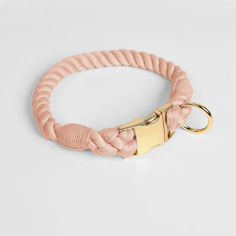Loudik Wholesale Hand-woven Colored Cotton Rope Pet Collar Set Dog Leash Medium and Large Dog Pet Supplies Puppy Accessories