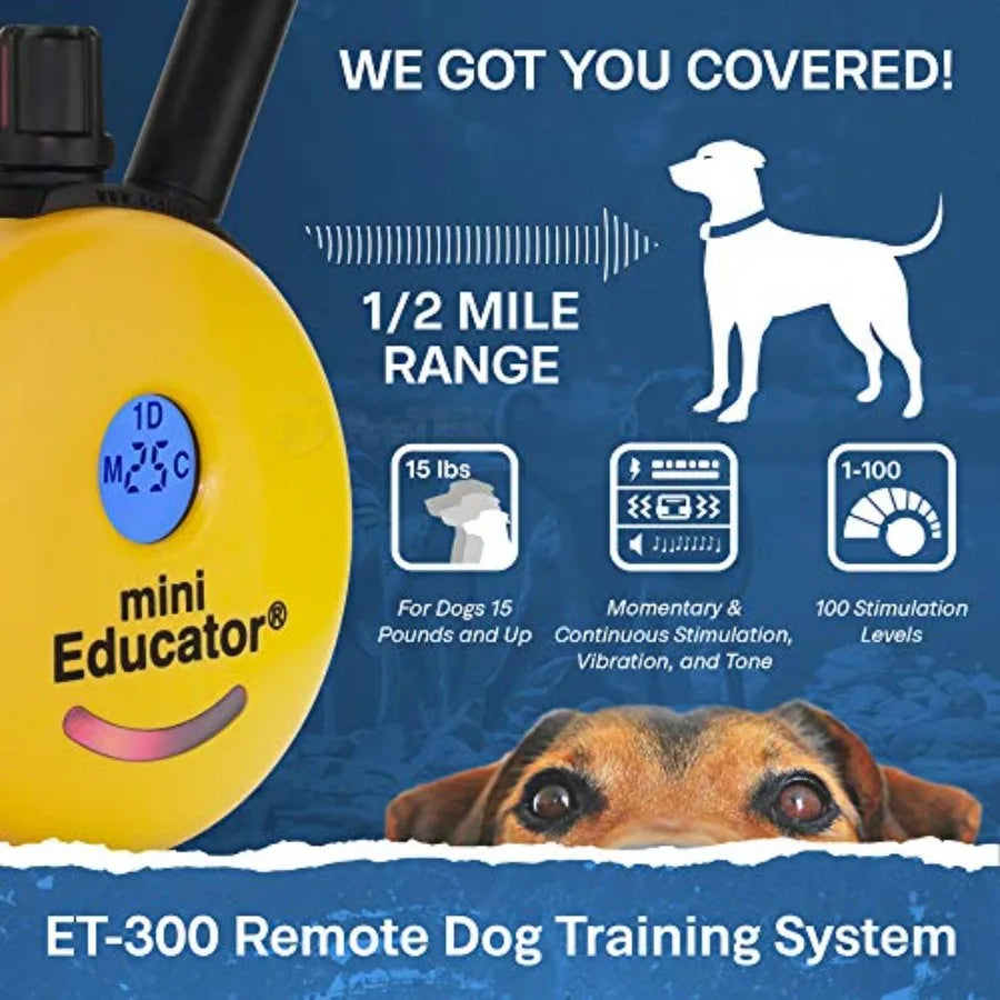 ET-300 Mini E Collar for Dog Training with Remote - 1/2 Mile Range Waterproof 100 Blunt Stimulation Levels Tone or Vibration Mo