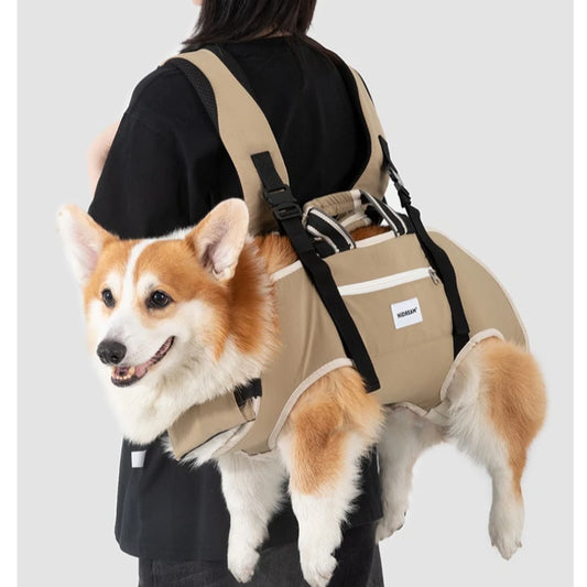 Horizontal Dog Backpack - Ergonomic Lumbar & Shoulder Support, Anti-Shake Full Wrap with Head Pad, 3-Way Carry S-XL