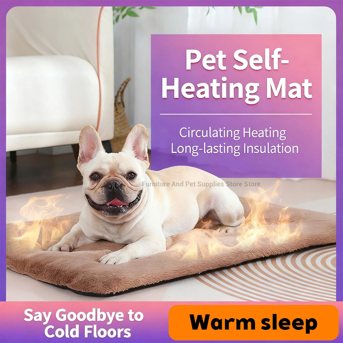 Self Heating Pet Pad, Extra Warm Thermal Dog Crate Pad Washable Anti-Slip Kennel Mat Pet Supplies for Medium Small Dogs and Cats