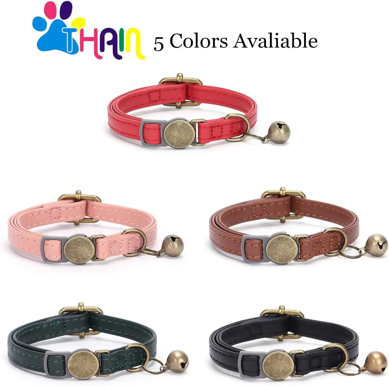 Leather Cat Collar with Bell, Adjustable Breakaway for Safety, Durable Retro Design Fits Most Cats (Brown)